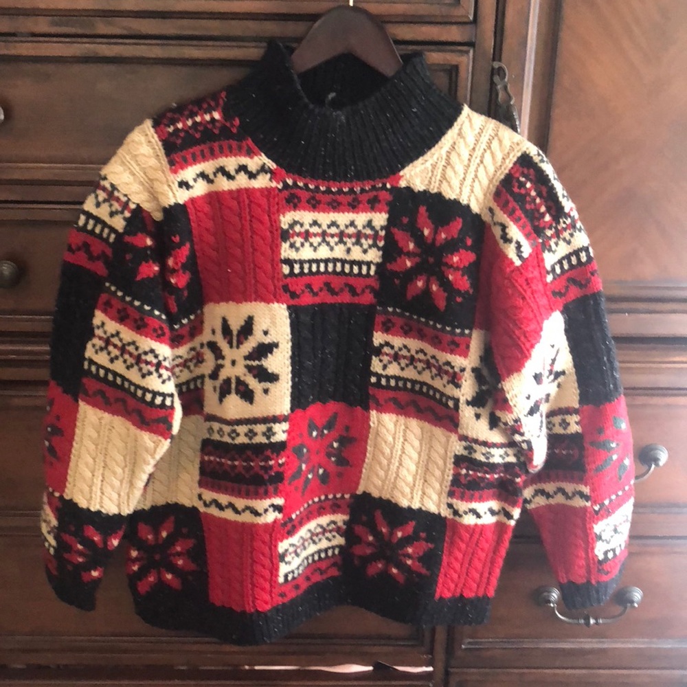 Jones NY Sport vintage hand knit snowflake sweater